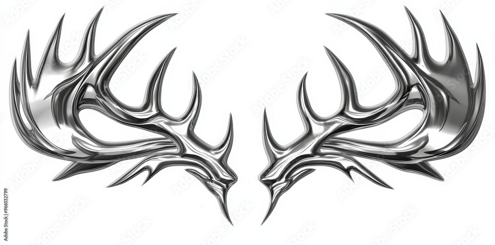 In this 3D rendering illustration, you will see an abstract cybersigil metallic melted modern burn shape with a flame. This is a neo tribal shape created in chrome metal with liquid mercury. In this 3D rendering illustration, you will see an abstract cybersigil metallic melted modern burn shape with a flame. This is a neo tribal shape created in chrome metal with liquid mercury.