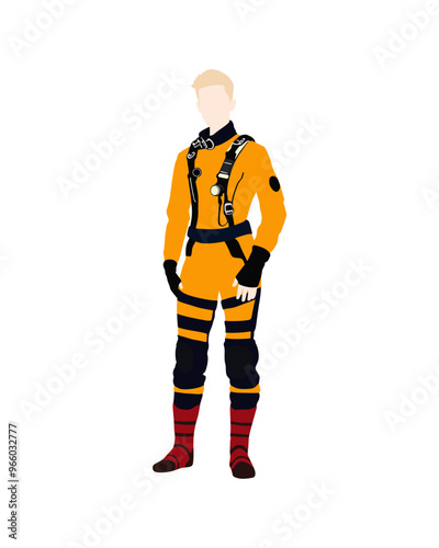 Flat vector people and illustration, man with agent sci-fi outfit