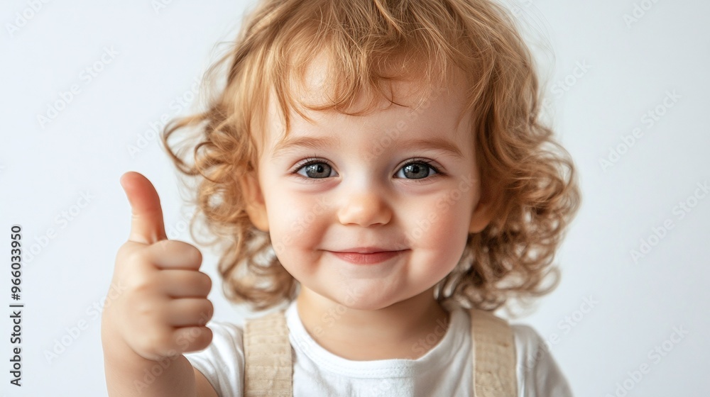 cheerful toddler giving a thumbs up gesture isolated on a white background in a cute and happy child portrait cheerful toddler giving a thumbs up gesture isolated on a white background in a cute and happy child portrait
