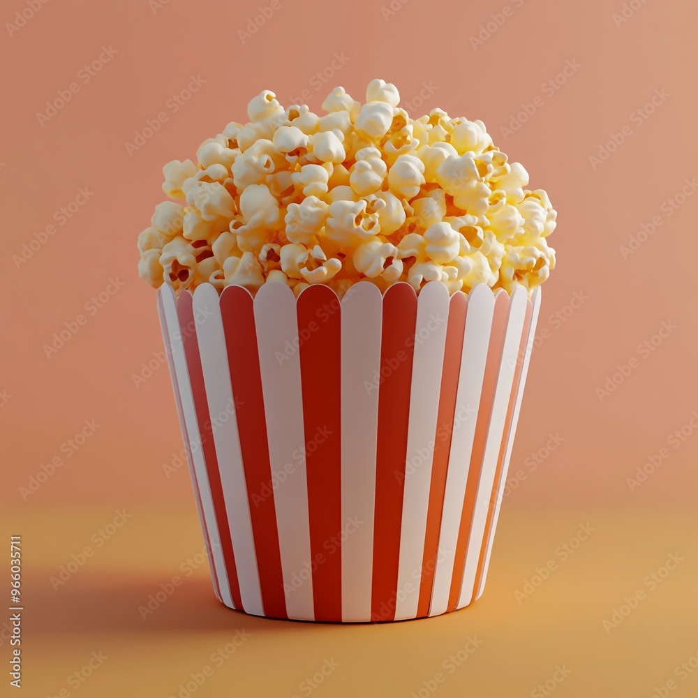 3D Popcorn Icon: Movie Snack and Popped Corn Treat Illustration Logo 3D Popcorn Icon: Movie Snack and Popped Corn Treat Illustration Logo