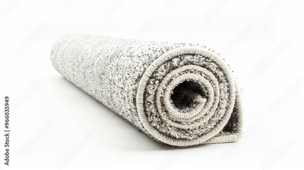 Rolled soft carpets isolated on white