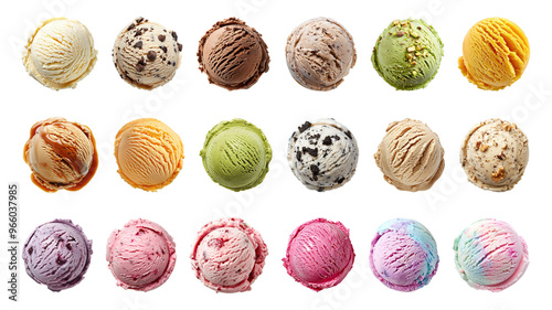 PNG ice cream scoop element set, transparent background