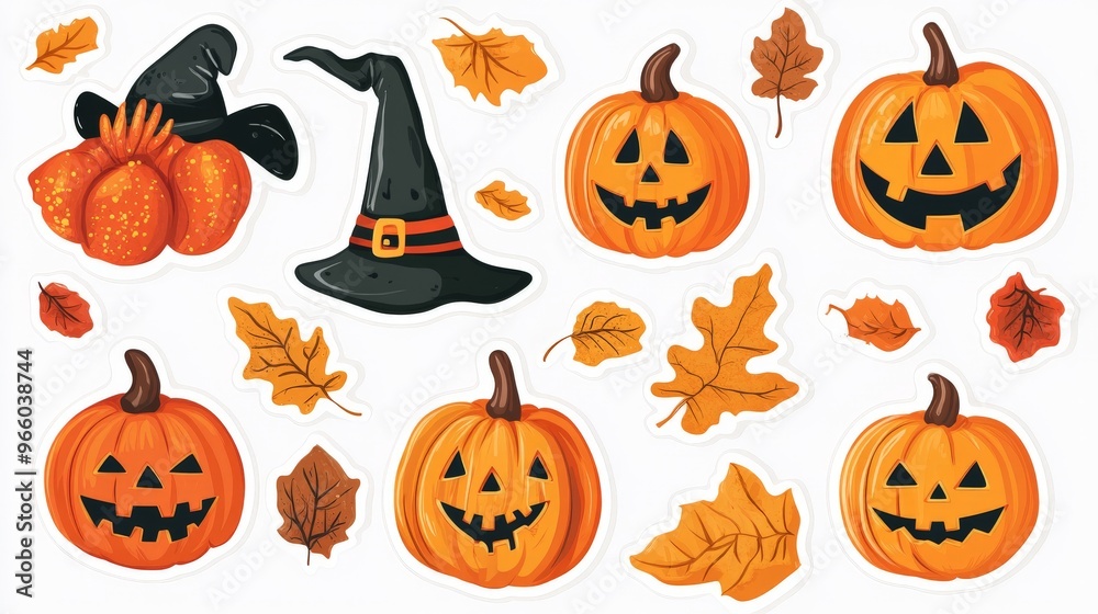 design of a autumn halloween sticker sheet white background design of a autumn halloween sticker sheet white background
