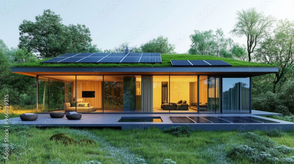 modern eco friendly house with a green rooftop modern eco friendly house with a green rooftop