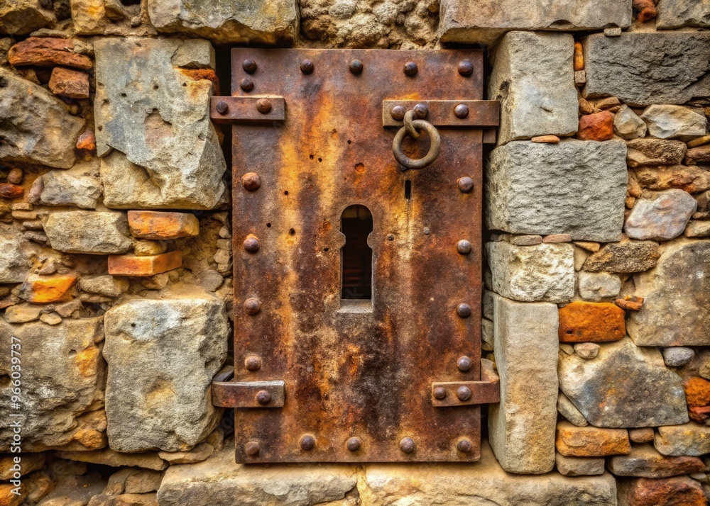A worn, rusty iron cell door with old-fashioned keyhole and bolts, surrounded by crumbling stone walls, exudes a sense of confinement and rehabilitation. A worn, rusty iron cell door with old-fashioned keyhole and bolts, surrounded by crumbling stone walls, exudes a sense of confinement and rehabilitation.