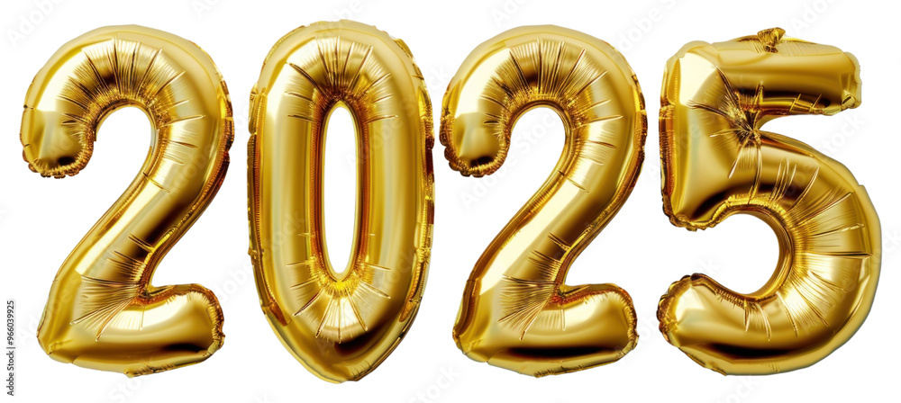 PNG Golden balloons celebrating year 2025 PNG Golden balloons celebrating year 2025
