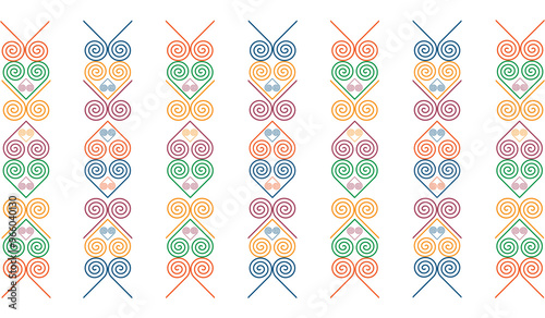 Foto The Hmong ethnic fabric pattern is a spiral line pattern that intertwines in the shape of a heart, which is a unique symbol of the Hmong ethnic group