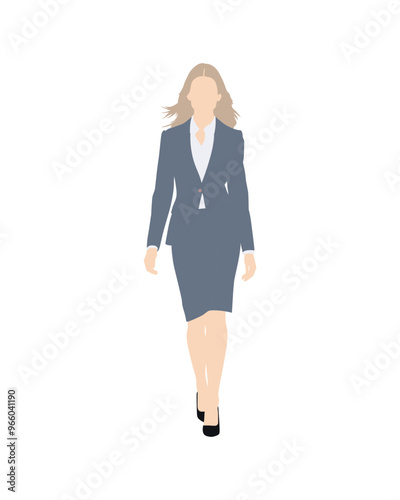 Flat vector people and illustration, woman with formal executive outfit