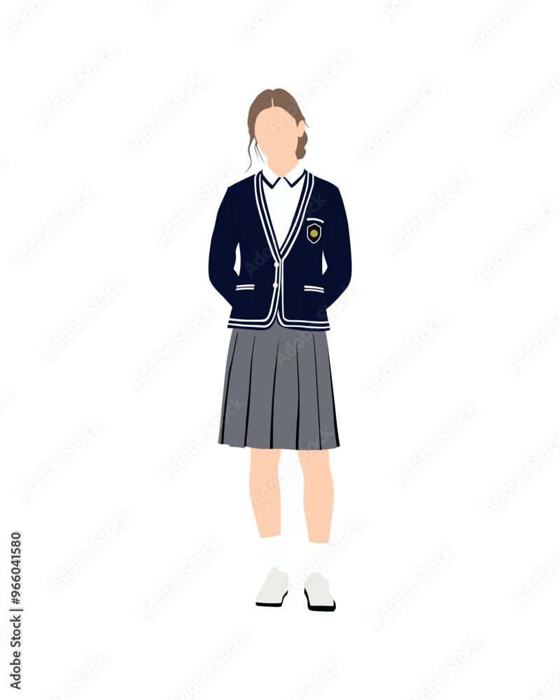 Flat vector people and illustration, woman with school outfit Flat vector people and illustration, woman with school outfit