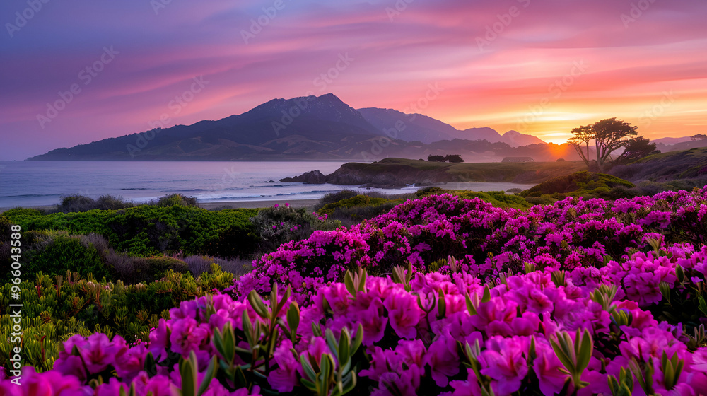 Obraz premium Pigeon Point Lighthouse And Coastal Ice Plant