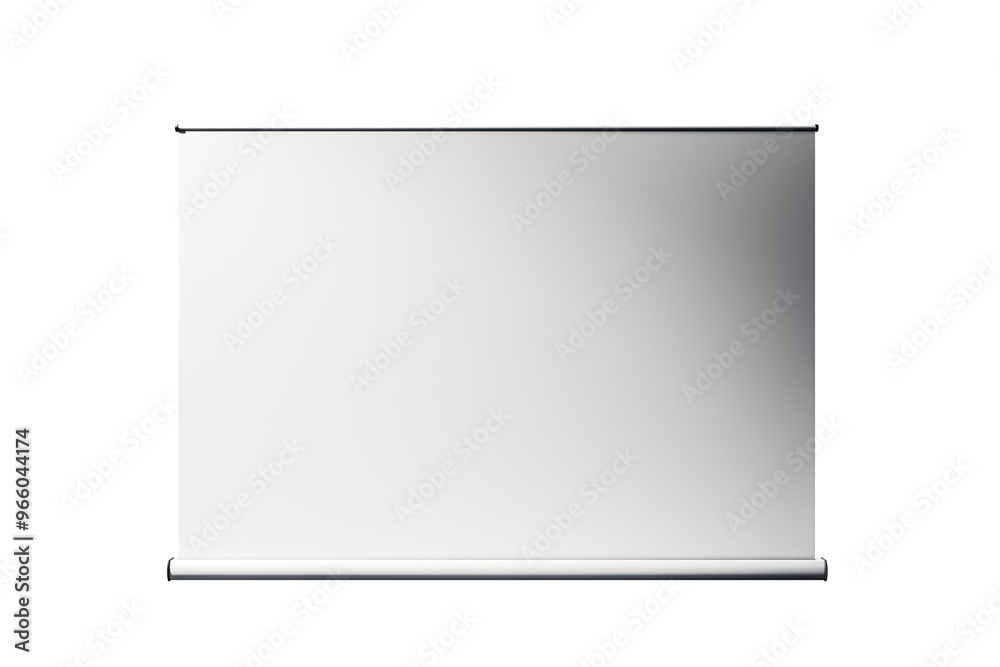 Blank roll-up banner displayed on a white background. The image is isolated and shows a clean, empty space suitable for mockups and designs. 3D Rendering