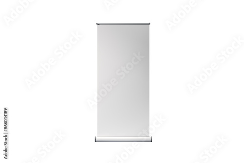 Slika na platnu Blank roll-up banner stand isolated on a white background, ideal for mockup and design template, with empty space for poster layout