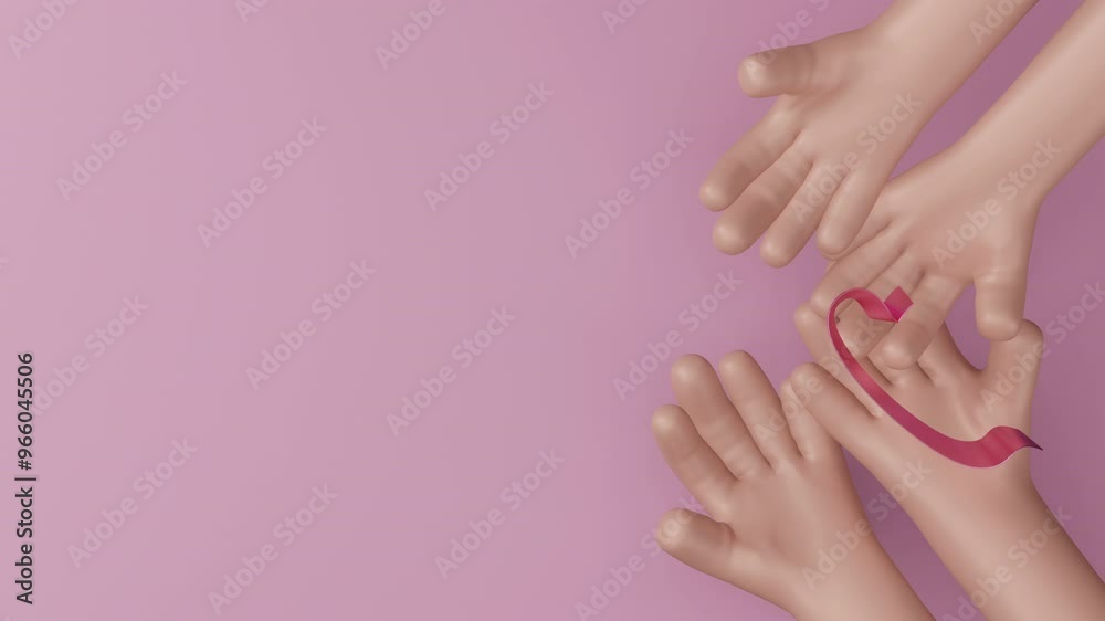 Animated greetings for breast cancer awareness month. Great for World breast cancer research day celebrations with pink background, for banner, social media. Healthcare and medicine. 3D Animation Animated greetings for breast cancer awareness month. Great for World breast cancer research day celebrations with pink background, for banner, social media. Healthcare and medicine. 3D Animation