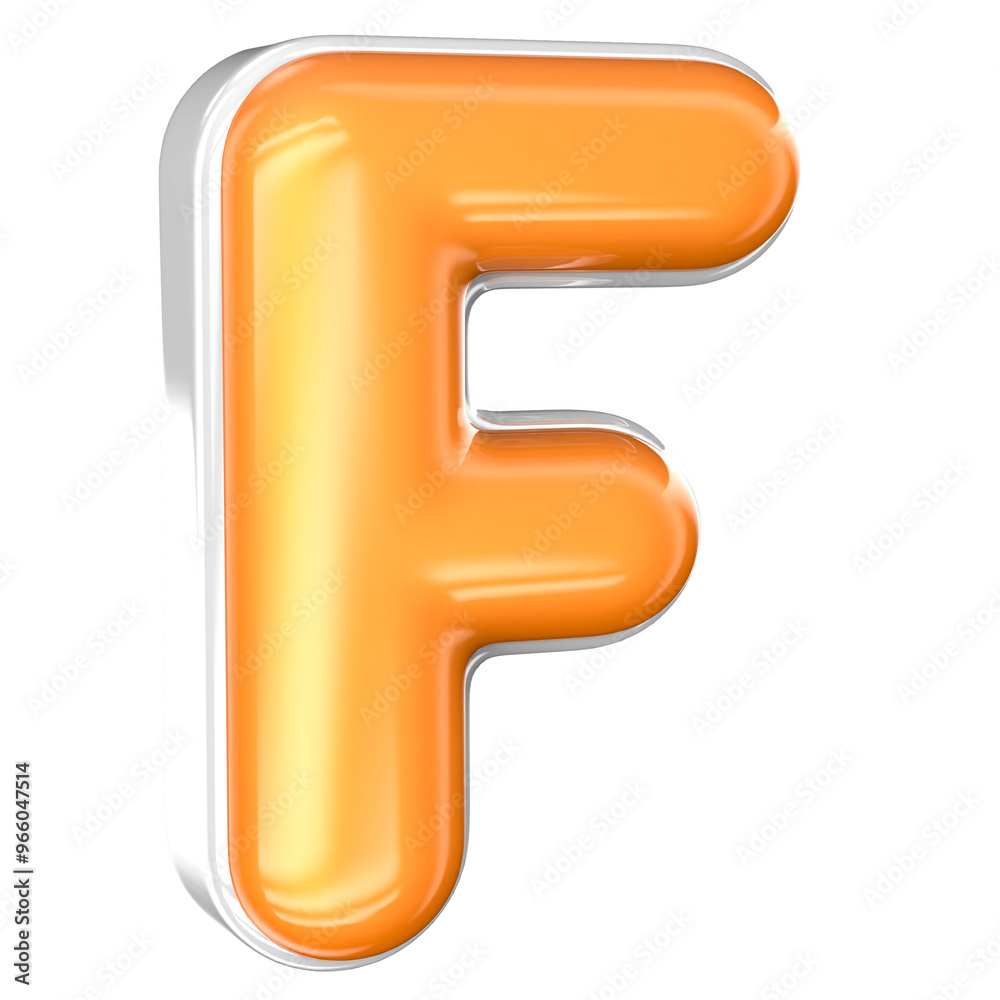 F Font 3D Render With White And Yellow F Font 3D Render With White And Yellow