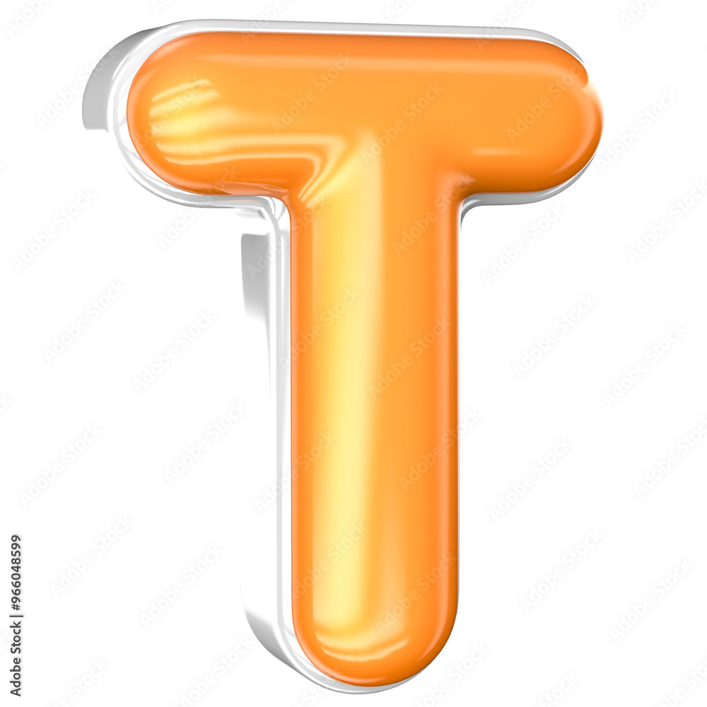 T Font 3D Render With White And Yellow T Font 3D Render With White And Yellow