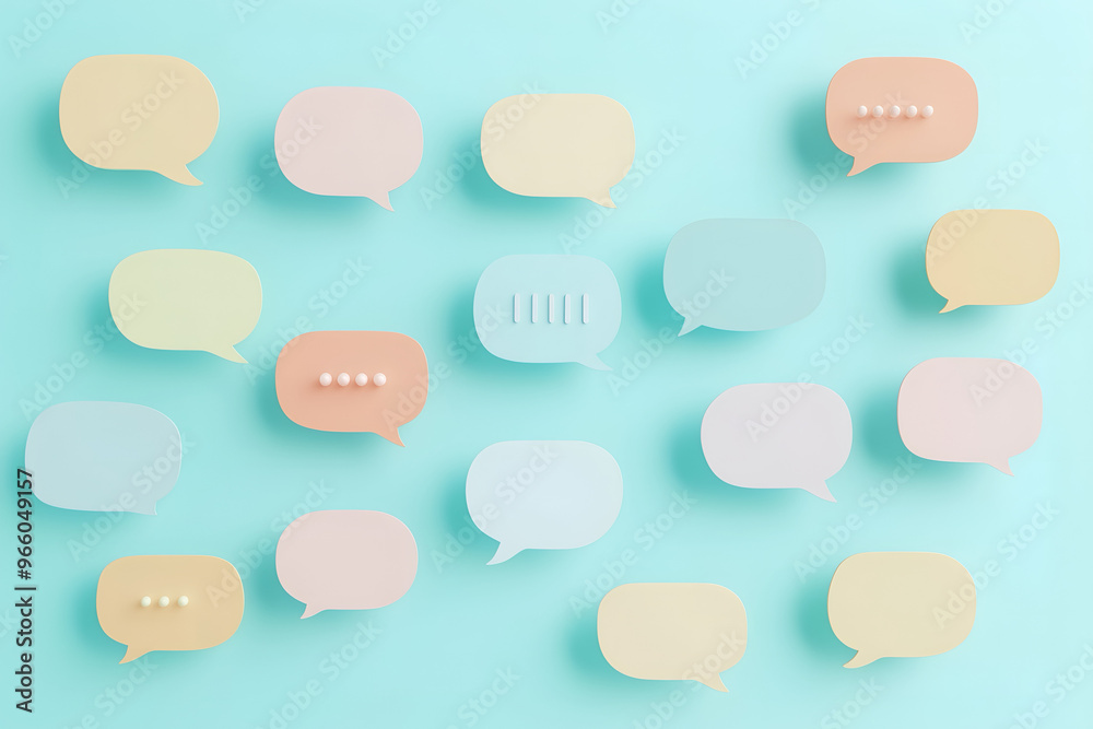 A group of floating speech bubbles representing communication and dialogue A group of floating speech bubbles representing communication and dialogue
