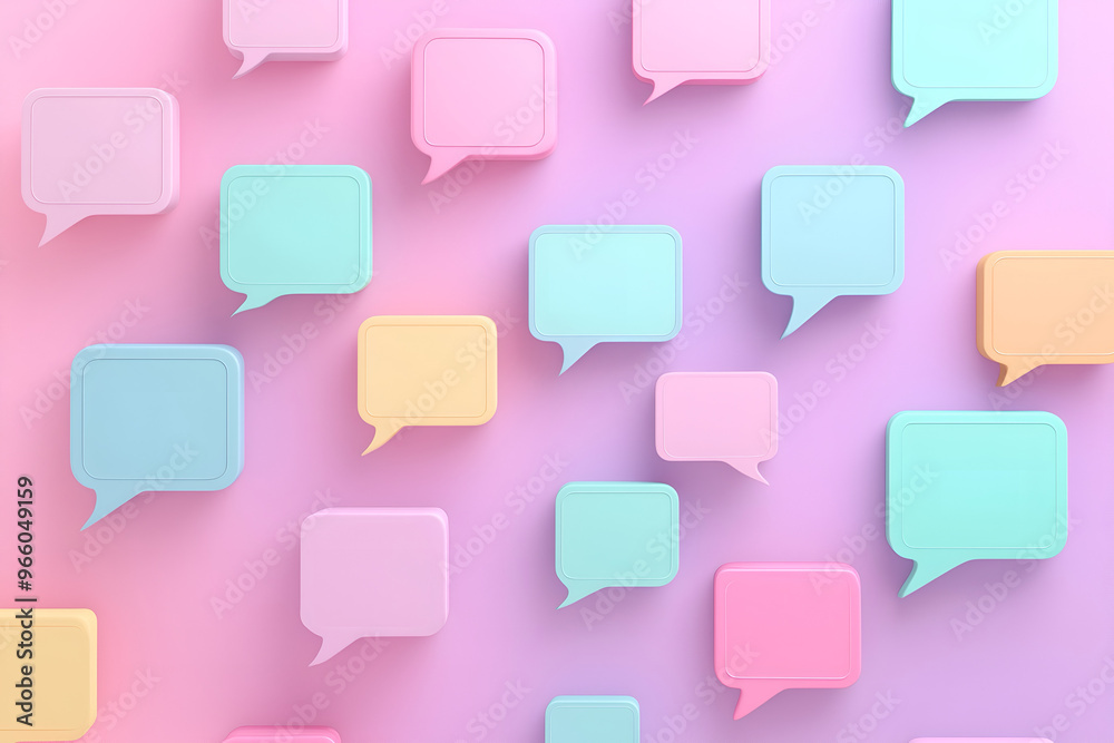 A group of floating speech bubbles representing communication and dialogue A group of floating speech bubbles representing communication and dialogue