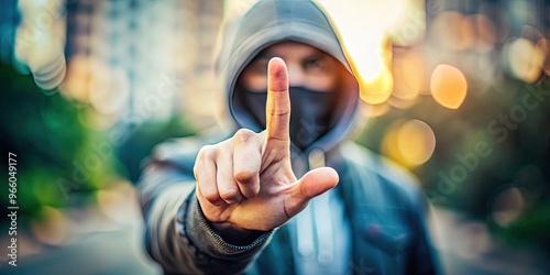 An Anonymous Hand Giving The Middle Finger In Front Of A Blurred Background photo