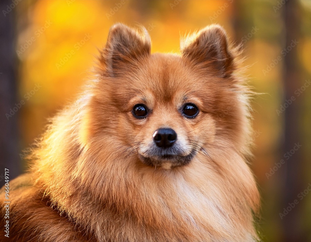 close up photo of Finnish spitz on blurry autumn forest background. Generative AI close up photo of Finnish spitz on blurry autumn forest background. Generative AI