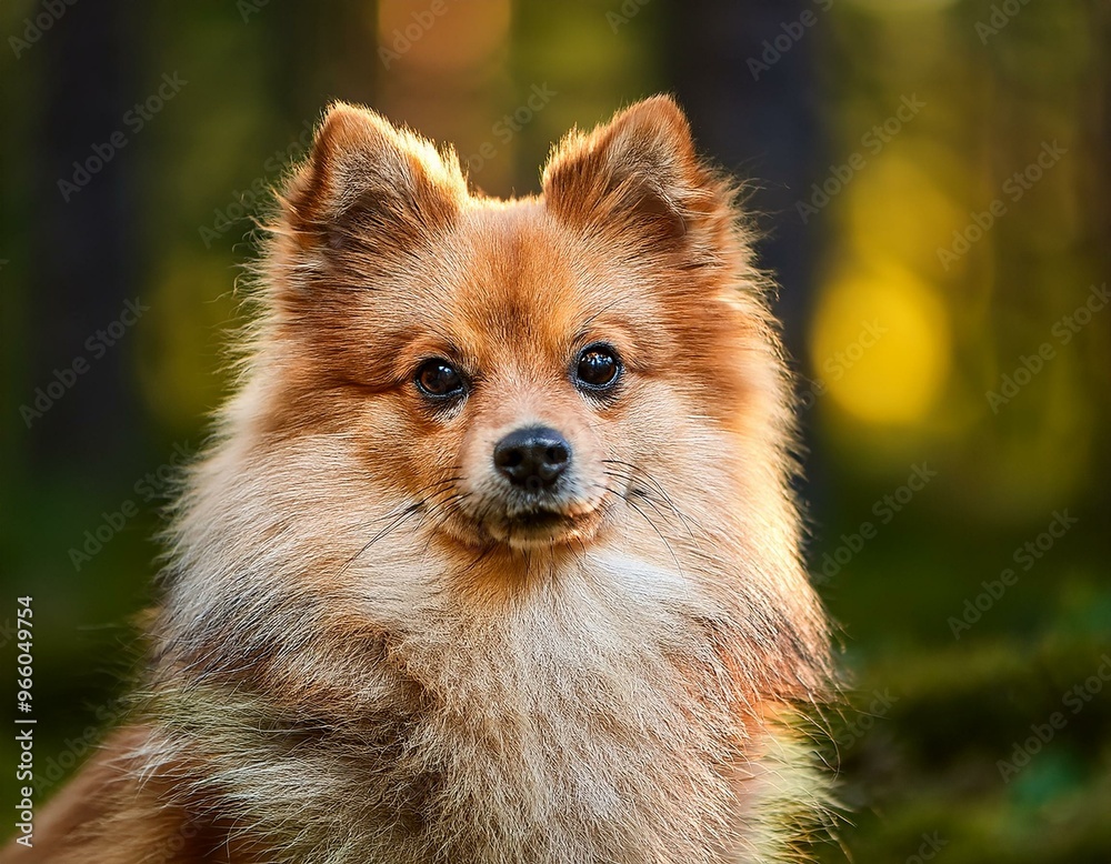 close up photo of Finnish spitz on blurry autumn forest background. Generative AI close up photo of Finnish spitz on blurry autumn forest background. Generative AI