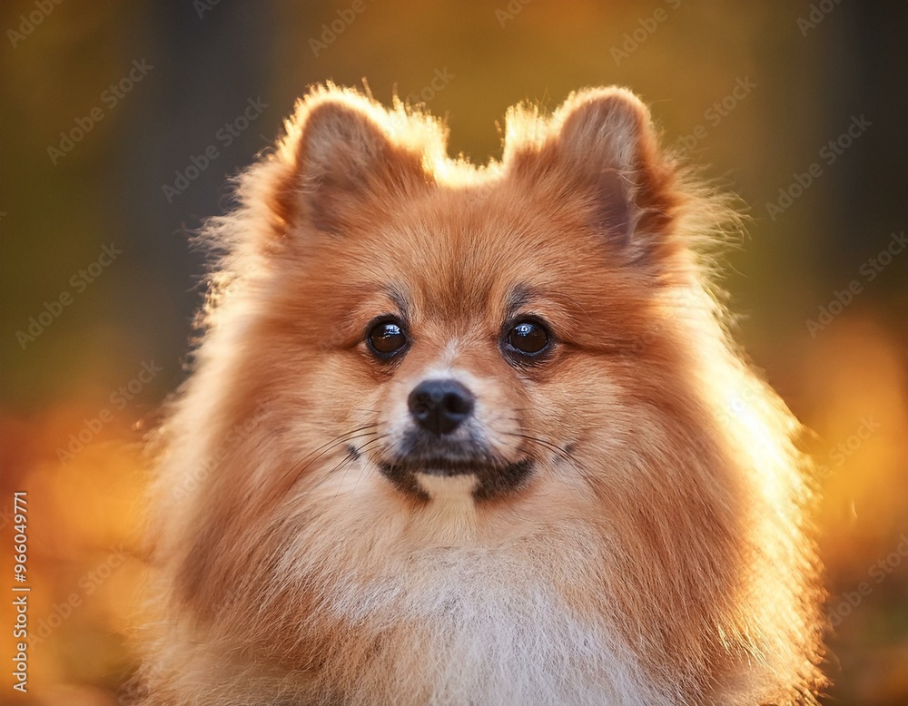 close up photo of Finnish spitz on blurry autumn forest background. Generative AI close up photo of Finnish spitz on blurry autumn forest background. Generative AI