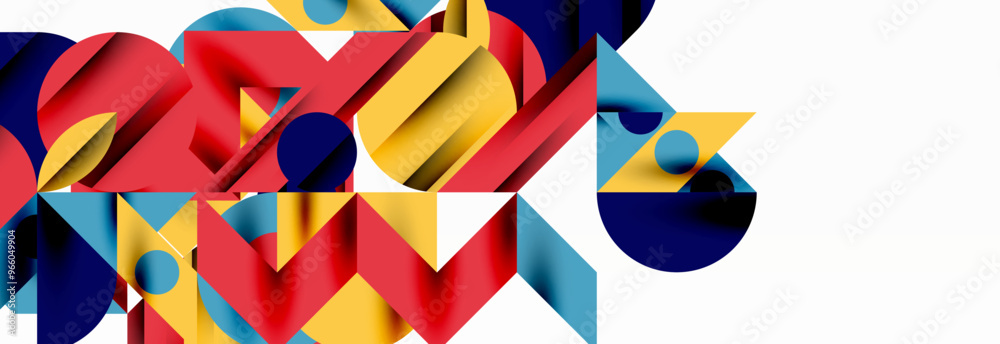 Trendy colorful circles, lines, arrows, triangles and other geometric shapes. Vector Illustration For Wallpaper, Banner, Background, Card, Book Illustration, landing page Trendy colorful circles, lines, arrows, triangles and other geometric shapes. Vector Illustration For Wallpaper, Banner, Background, Card, Book Illustration, landing page