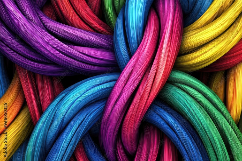 Rainbow Geometric Knot. Modern Abstract Design in Spectrum of Bright Colors Rainbow Geometric Knot. Modern Abstract Design in Spectrum of Bright Colors