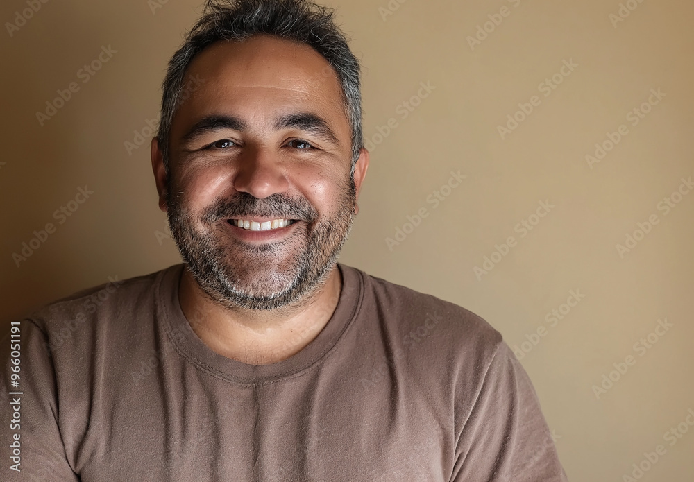 Fototapeta premium Portrait Of a Confident Young Smart Looking Man Wearing a Brown T-shirt