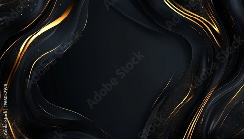 Fototapeta Naklejka Na Ścianę i Meble -   Flowing Golden Lines on Dark Background: Abstract Curves and Dynamic Motion. Perfect for Marketing Campaigns, Decorative Art, and 4K HD Wallpapers. Emphasizing Fluidity, Metallic Shine, and Modern El