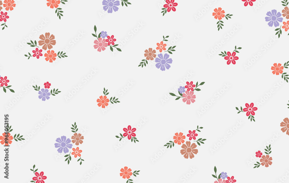 Floral pattern seamless. Cute daisy flower. Design for fabric, textile, wallpaper, clothing. Small flower. floral background. vector illustration. Floral pattern seamless. Cute daisy flower. Design for fabric, textile, wallpaper, clothing. Small flower. floral background. vector illustration.