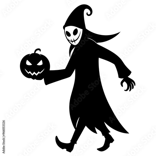 Halloween ghoul delivering Pumpkin vector illustration