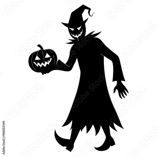 Halloween ghoul delivering Pumpkin vector illustration