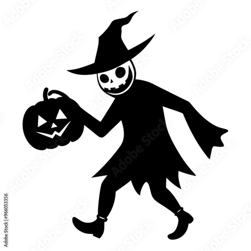 Halloween ghoul delivering Pumpkin vector illustration