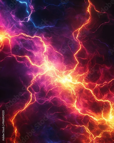 Electric Neon Flow. Abstract Glowing Electricity Lines in Futuristic Design