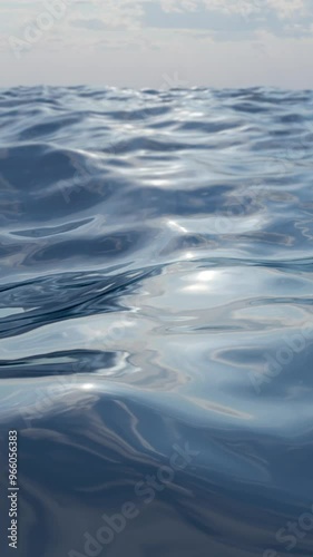 3D renderer of ocean waves. Rays of light on the water.