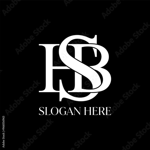 Logo design graphic concept creative premium vector stock letter initial HSB serif font cut connect big small. Related to monogram typography law firm photo