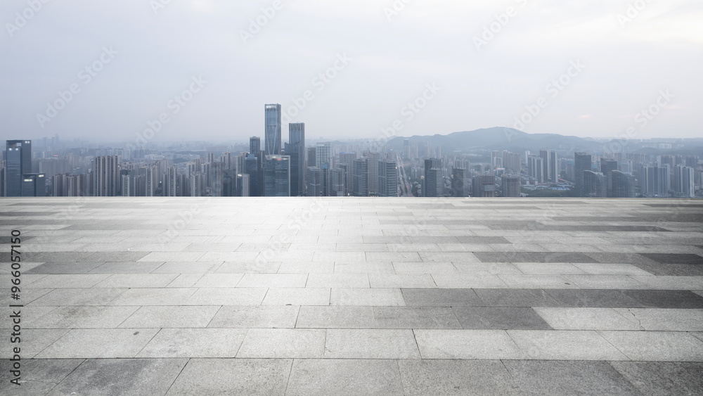 Panoramic City View Under a Cloudy Sky Panoramic City View Under a Cloudy Sky