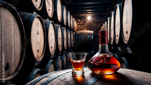 Armagnac in a French Cellar with Ancient Barrels