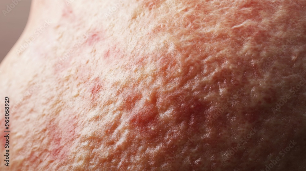 Fototapeta premium Macro image of dermatitis with rashes, redness, and texture changes