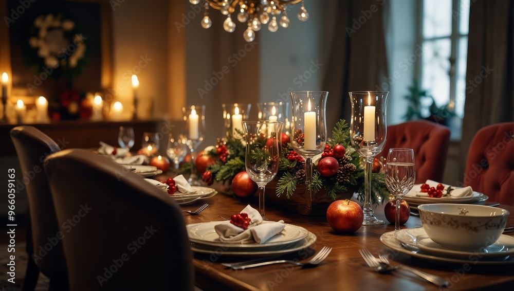 Decorated Christmas dining table Decorated Christmas dining table