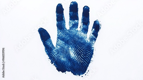 detailed handprint with fingerprints on white background, forensic science concept for identity tracking, criminal investigation, and biometric analysis