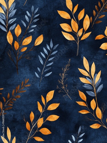 Colorful fall leaves pattern on a dark background showcasing autumn's vibrant...