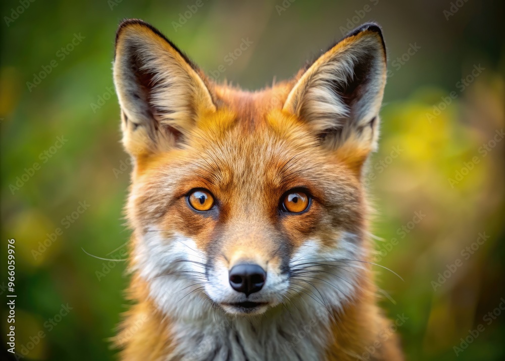 Close-Up Portrait Of A Female Fox With Piercing Amber Eyes And Soft Brown Fur, Set Against A Natural Background Close-Up Portrait Of A Female Fox With Piercing Amber Eyes And Soft Brown Fur, Set Against A Natural Background