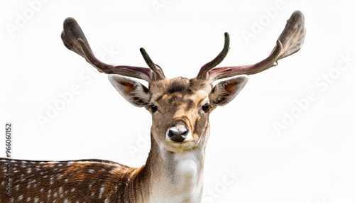 photo of fallow deer (Dama dama) isolated on white background. Generative AI