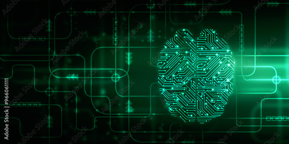 2d illustration Concept of thinking, background with brain, Abstract Artificial intelligence. Technology web background 2d illustration Concept of thinking, background with brain, Abstract Artificial intelligence. Technology web background