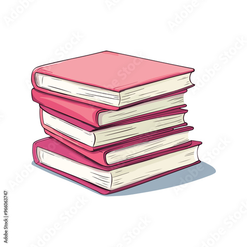 colorful stack books isolated vector on white background