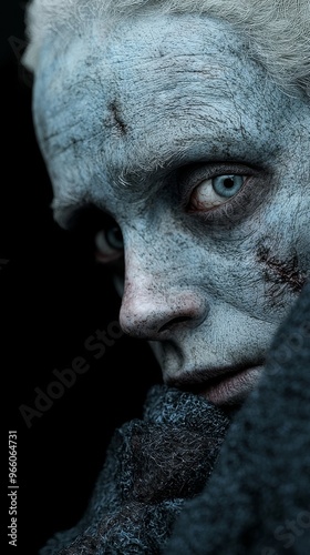 Closeup of a Weathered and Worn Man s Face photo