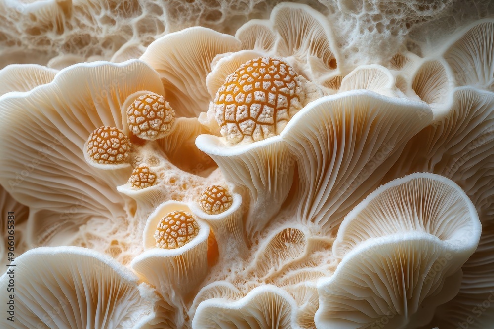 microscopic wonder revealed extreme closeup of sajor caju mushroom transforms familiar fungus into alien landscape intricate textures and muted hues create captivating abstract composition microscopic wonder revealed extreme closeup of sajor caju mushroom transforms familiar fungus into alien landscape intricate textures and muted hues create captivating abstract composition