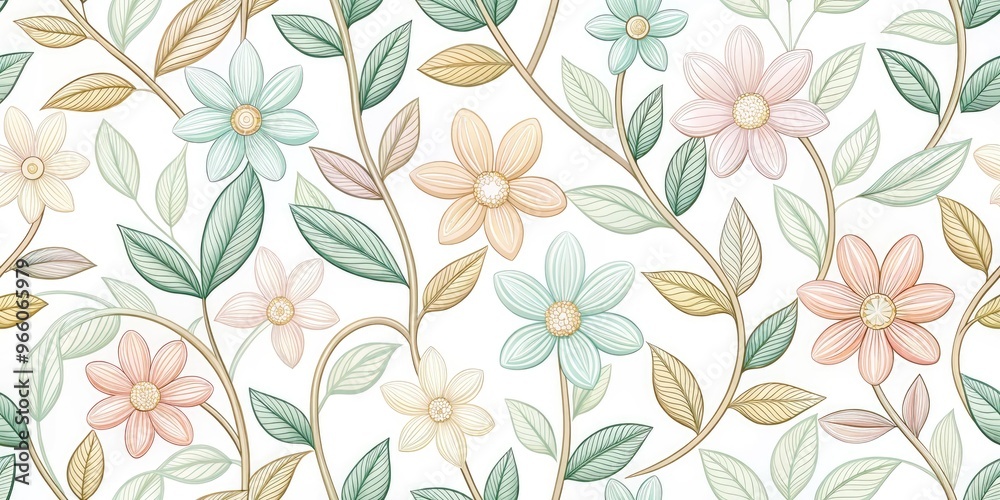 Delicate, intertwined flower stems and leaves in soft pastel hues, intricately crafted in a whimsical vector design, perfect for elegant stationery and gift wrap. Delicate, intertwined flower stems and leaves in soft pastel hues, intricately crafted in a whimsical vector design, perfect for elegant stationery and gift wrap.