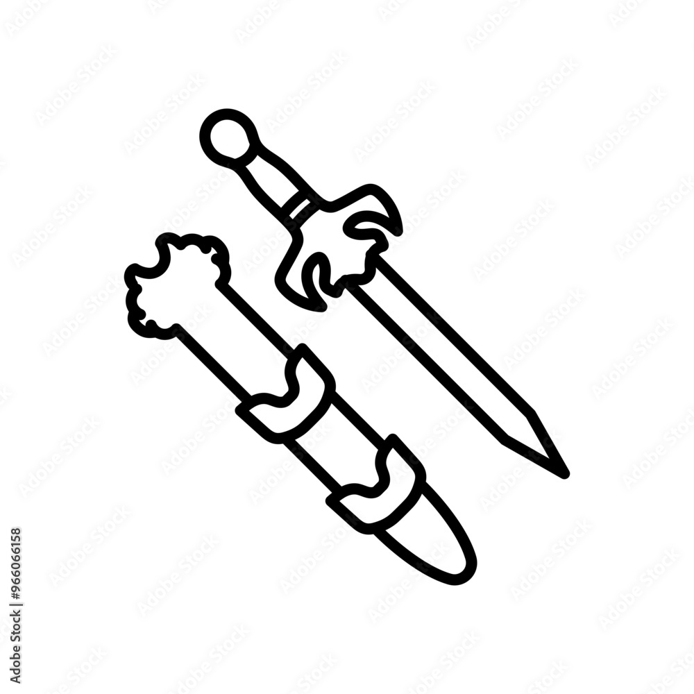 Toy Plastic Sword Outline Icon, Vector illustration Toy Plastic Sword Outline Icon, Vector illustration